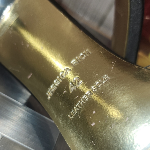 Jessica Rich Black and Gold Clear Heels - Picture 8 of 8